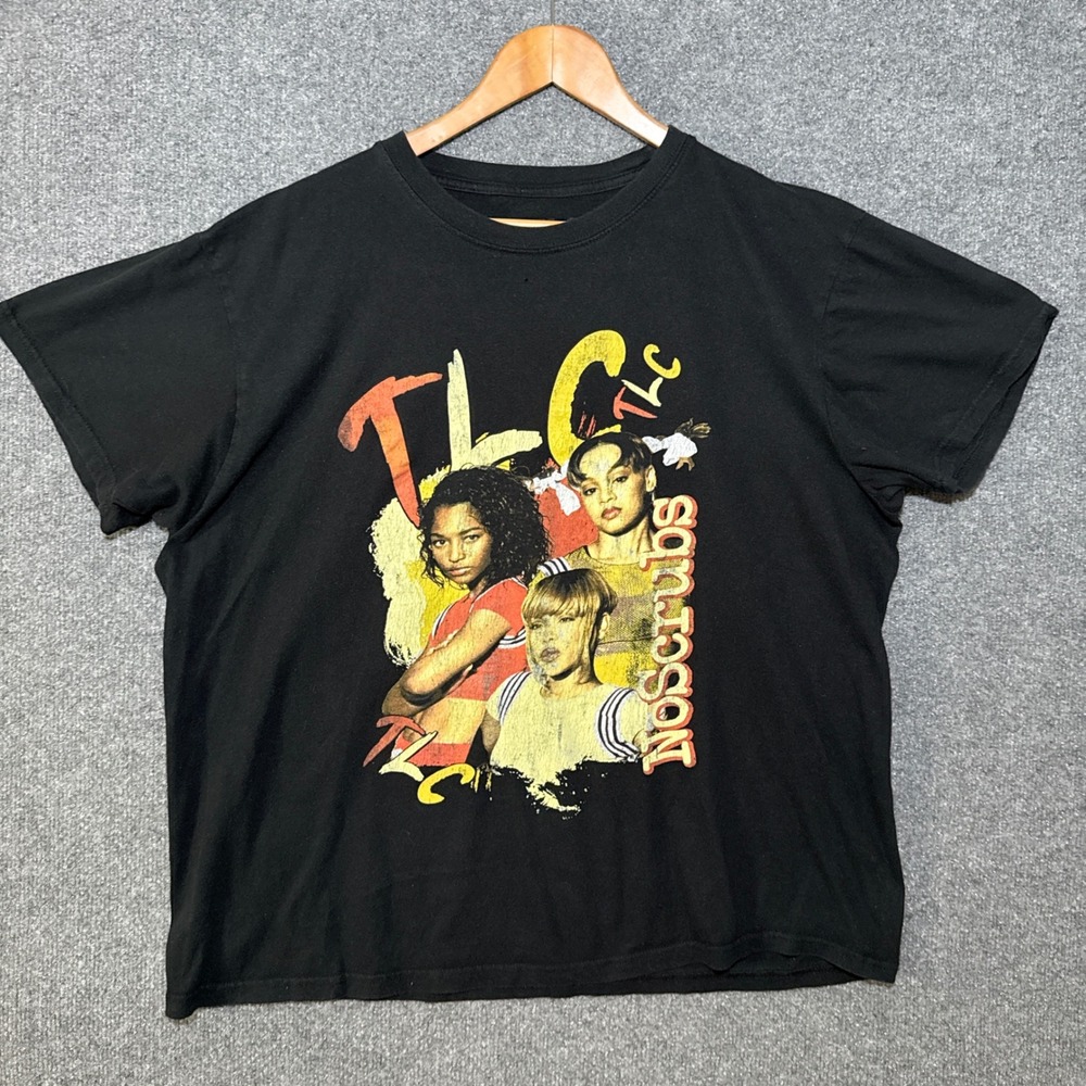 TLC Shirt Womens Extra Large No Scrubs Graphic Black Short Sleeve